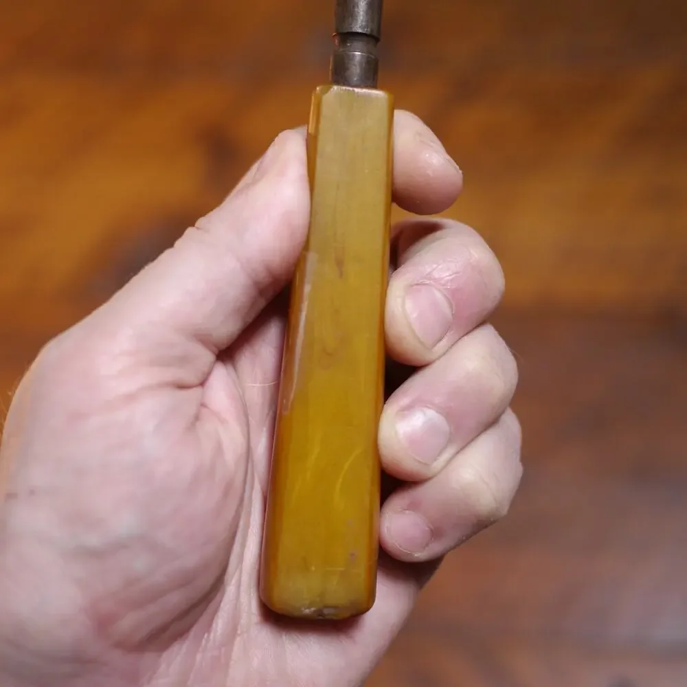 Vintage 1930s Butterscotch Bakelite Handle Knife Sharpening Steel